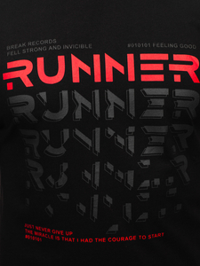 Tricou negru cu imprimeu Bolf 14336