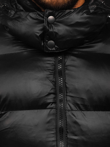 Geacă de iarnă lungă matlasată neagră Bolf 9971