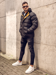 Geacă de iarnă matlasată neagră Bolf 7145A