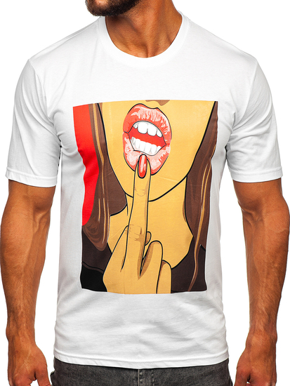 Tricou din bumbac alb cu imprimeu Bolf 143018