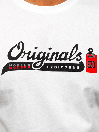 Tricou din bumbac cu imprimeu alb Bolf 14780