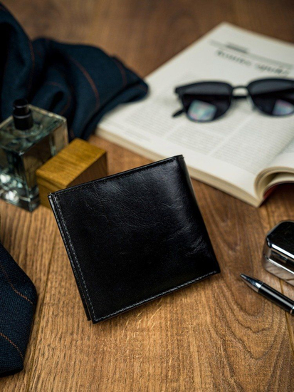 Portofel de piele bărbați negru 4587