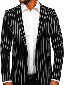 Sacou în dungi casual  negru-alb Bolf 1652