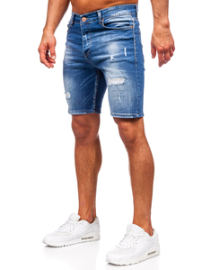 Pantaloni scurți din denim pentru bărbați bleumarin Bolf 0592