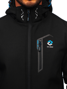 Geacă softshell neagră-albastră Bolf WX062