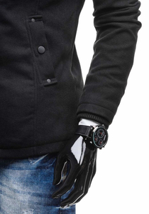 Palton negru bărbați un rând de nasturi guler înalt Bolf 8853C