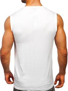 Maiou alb tank top cu imprimeu Bolf 14821