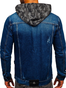 Geacă de blugi cu glugă bărbați bleumarin Bolf RB9824-1