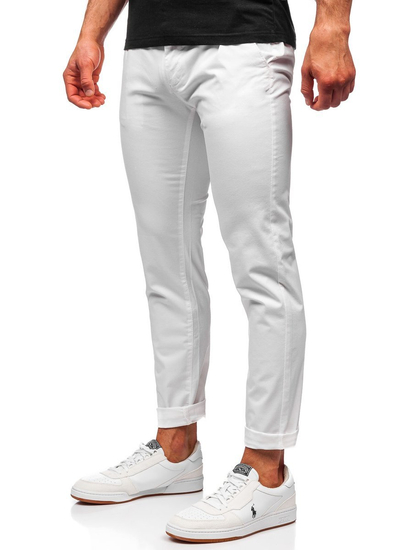 Pantaloni chinos albi bărbați Bolf 1146