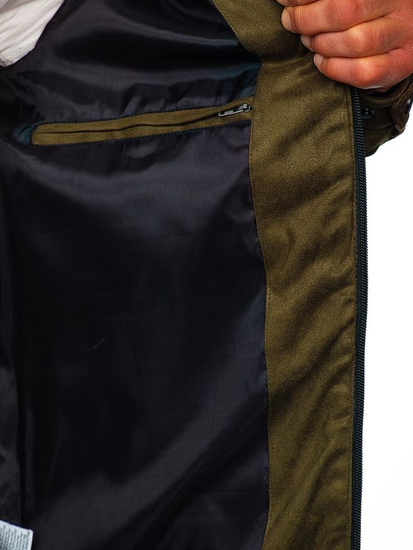 Geaca de piele matlasata kaki Bolf 5586