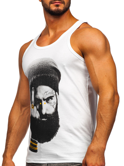 Maiou tank top cu imprimeu alb Bolf 14842
