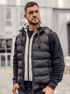 Vestă cu glugă matlasată neagră Bolf 5M751A