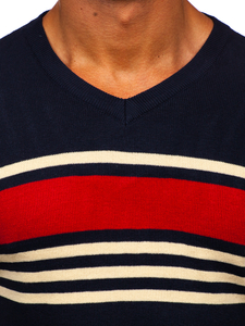 Pulover bleumarin cu decolteu Bolf S8536