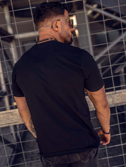 Tricou din bumbac negru cu imprimeu Bolf 14791A