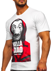 Tricou alb cu imprimeu Bolf 192410