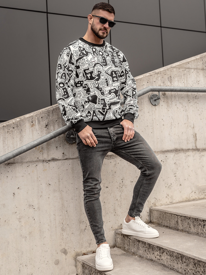 Bluză negru-alb cu imprimeu Bolf 8B1133