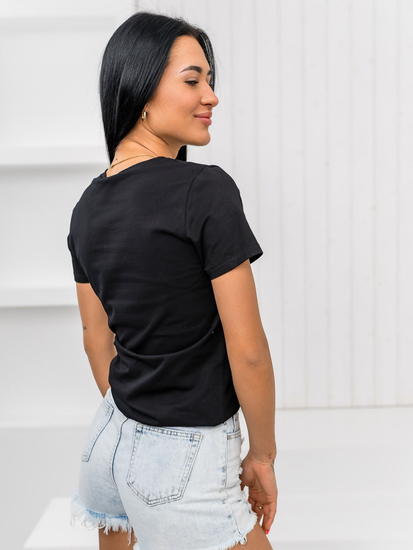 Tricou negru dama cu aplicatie Bolf 96T615