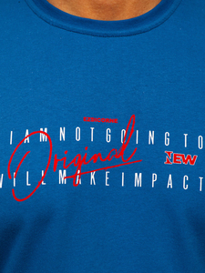 Tricou pentru bărbați din bumbac albastru cu imprimeu Bolf 5032