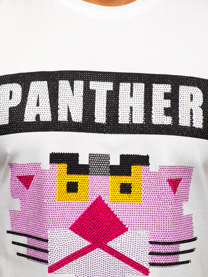 Tricou alb cu imprimeu și aplicații Bolf 192380