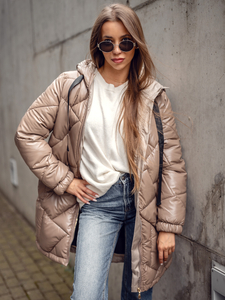 Geacă-palton de iarnă cu glugă camel Bolf 5M3189