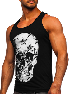 Maiou negru tank top cu imprimeu Bolf 14831
