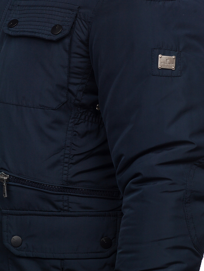 Geacă de iarnă elegantă bleumarin Bolf 1668