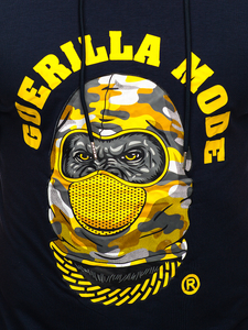 Tricou cu glugă și imprimeu bleumarin Bolf 8T978