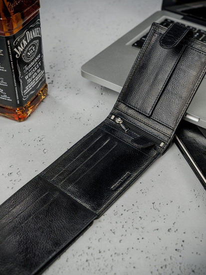 Portofel de piele bărbați negru 3080