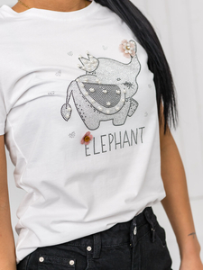 Tricou alb de dama cu aplicatie Bolf 96T625