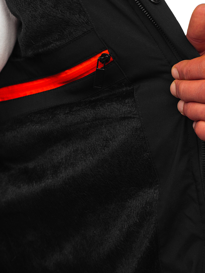 Geacă de iarnă lungă matlasată neagră Bolf 22M53