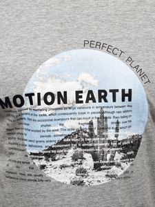 Tricou bărbătesc din bumbac gri cu imprimeu Bolf MPO3466