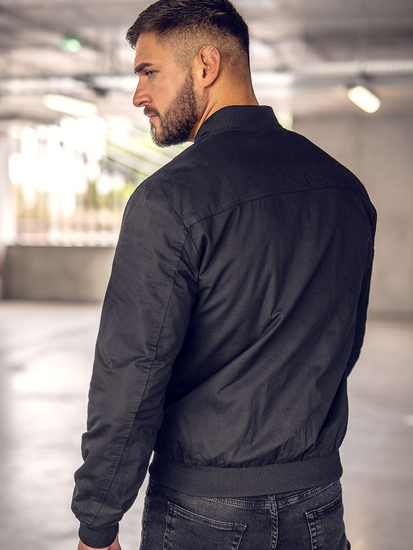 Jachetă bomber tranzițională neagră reversibilă pentru bărbați Bolf 84M3005A