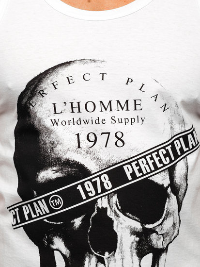 Maiou alb tank top cu imprimeu Bolf 14838