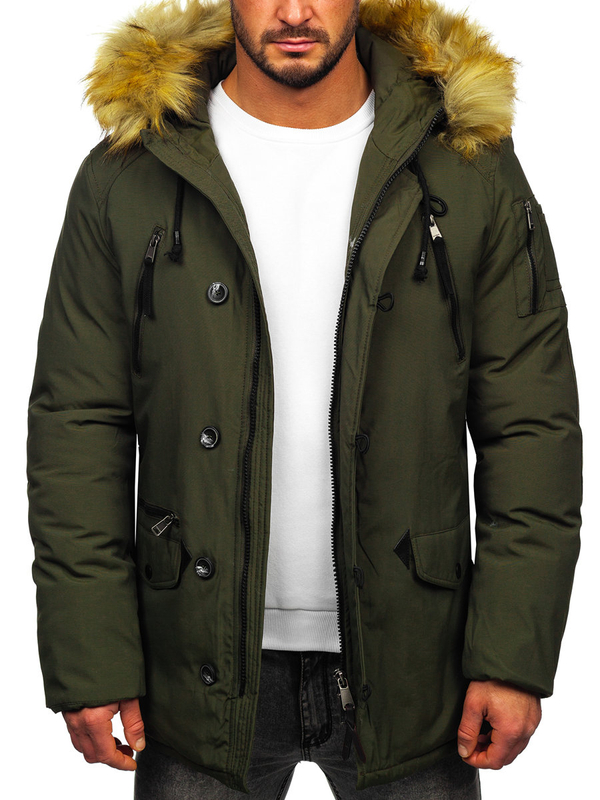 Geacă de iarnă parka verde Bolf 1795