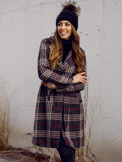 Palton lung de iarnă grafit cu curea dame Bolf OMDL011