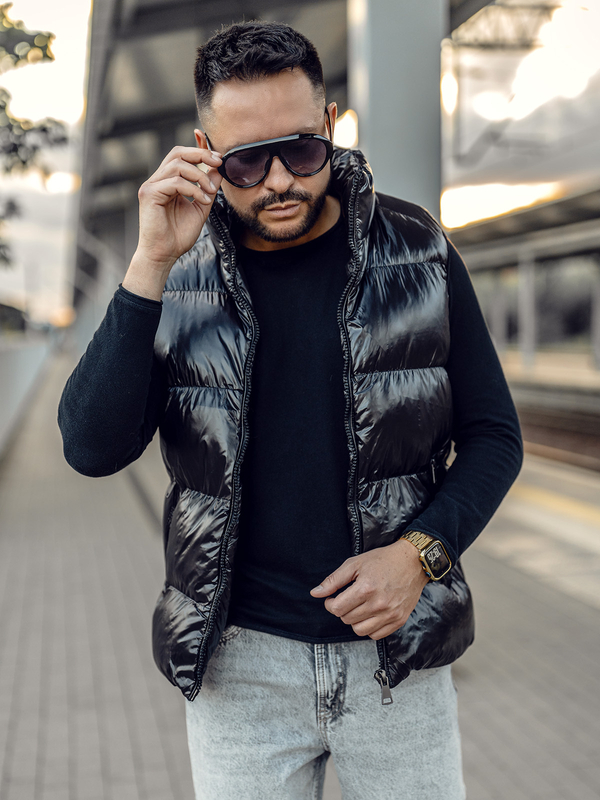 Vestă groasă neagră matlasată Bolf 9968