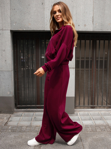 Set hanorac cu fermoar două piese pentru femei vișiniu Bolf 821109