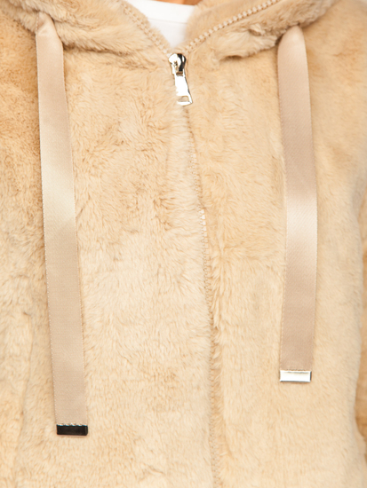 Geacă bej din imitație blană dame Bolf 21230