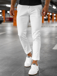 Pantaloni chinos albi bărbați Bolf 1146