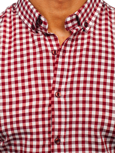 Cămașă în carouri vichy cu mâneca lungă roșie Bolf 22747