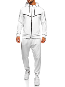 Trening alb pentru bărbați cu glugă cu imprimeu Bolf 8C8117