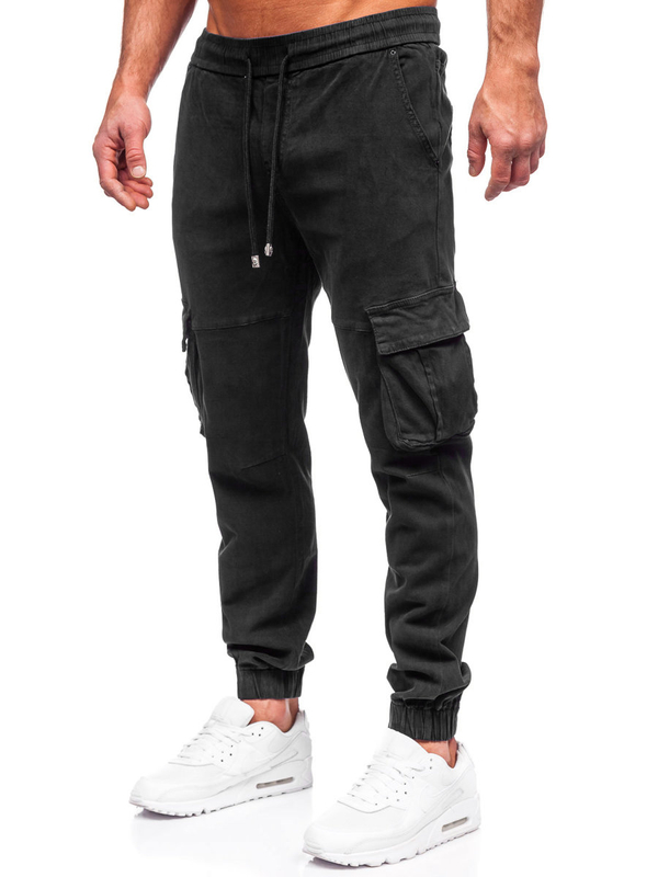 Blugi cargo joggers negri Bolf MP0105N