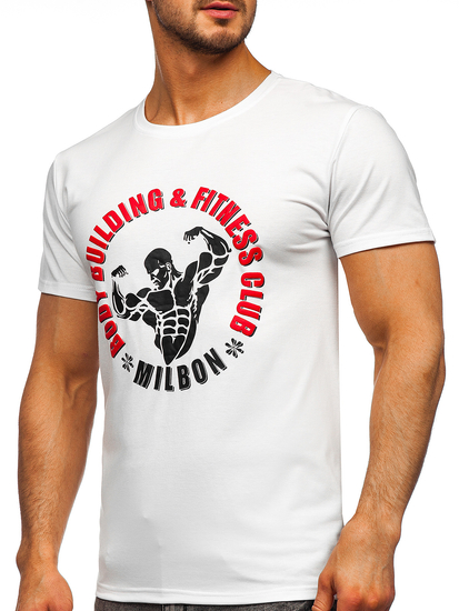 Tricou alb cu imprimeu Bolf Y70015