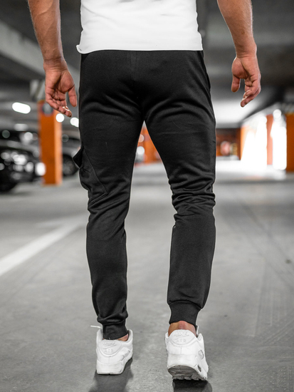 Pantaloni joggers cargo călduroși negri Bolf HW2173