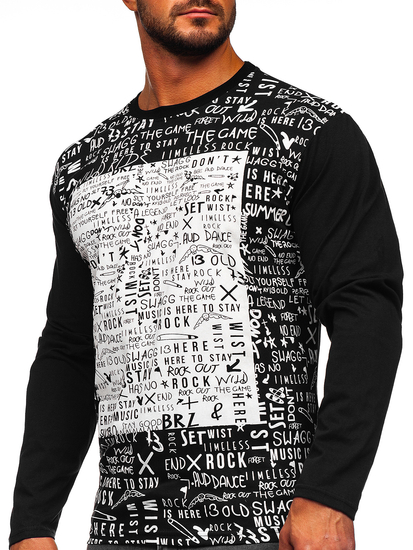 Bluză cu imprimeu neagră Bolf 1213