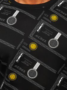 Hanorac negru cu imprimeu Bolf 8B1110