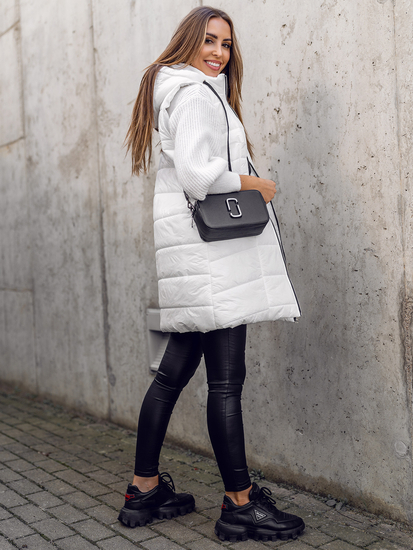 Vestă lungă matlasată albă Bolf 82019