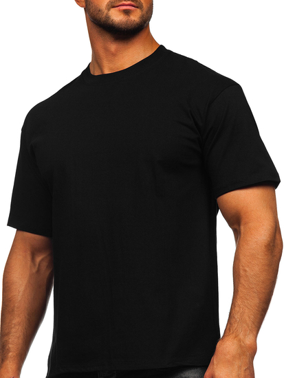 Tricou bărbătesc din bumbac negru fără imprimeu Bolf 67T1298
