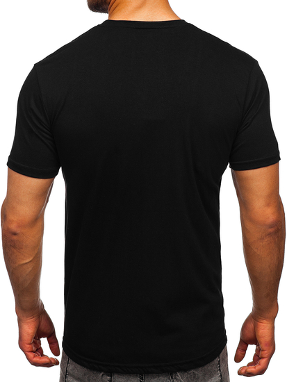Tricou negru bărbătesc cu imprimeu Bolf 0303