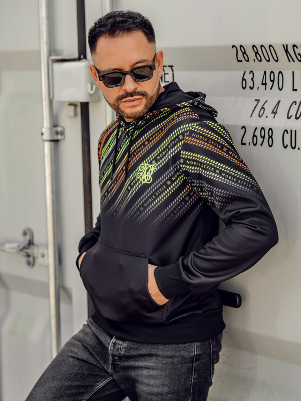 Hanorac negru cu imprimeu Bolf HM258